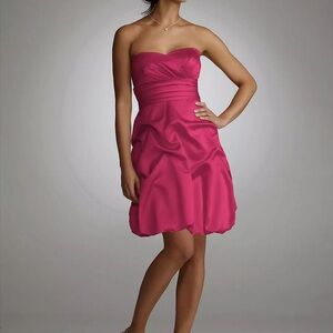 David's Bridal Strapless Fuchsia Dress